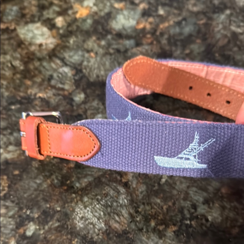 Vineyard Vines Kids Blue Belt with Nautical Design